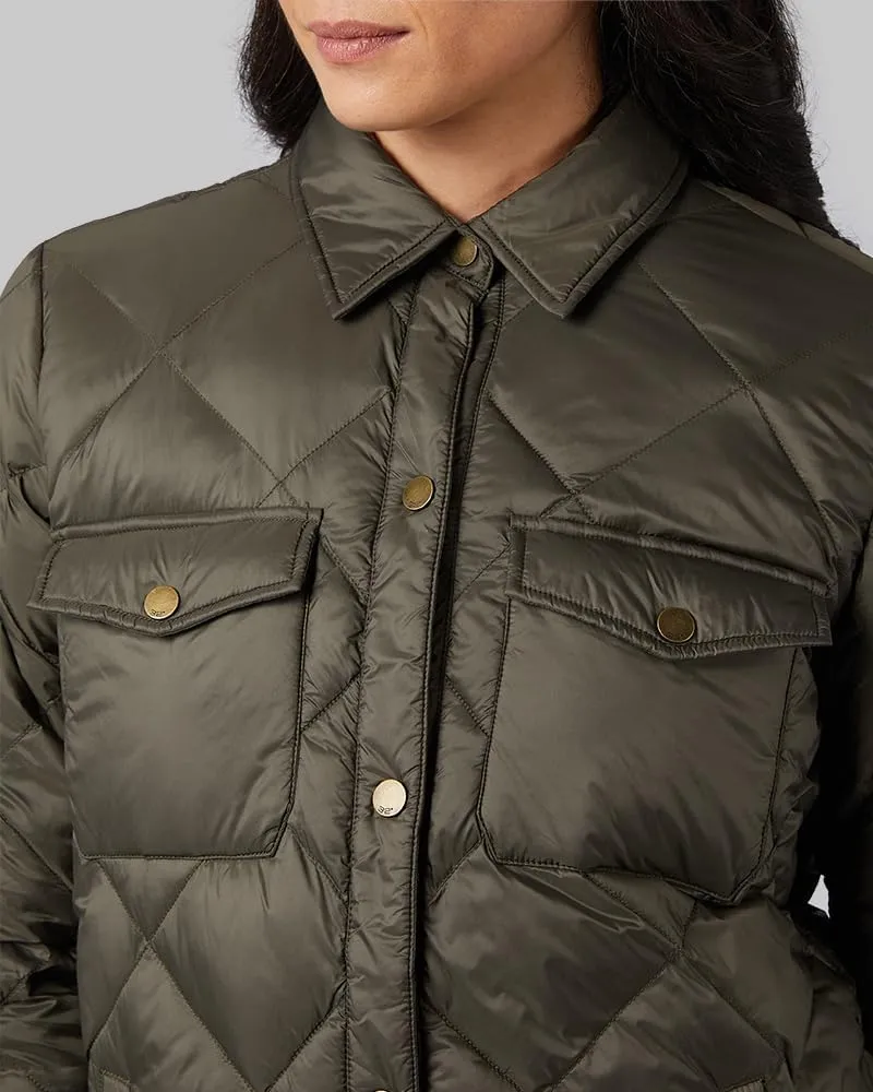32 Degrees Women's Lightweight Recycled Poly-Fill Shirt Jacket | Quilted | Semi-Fitted | Snap Pockets
