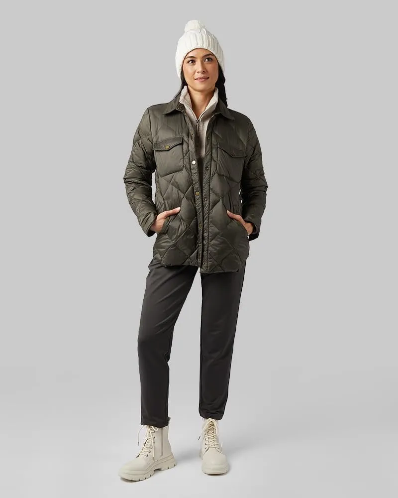 32 Degrees Women's Lightweight Recycled Poly-Fill Shirt Jacket | Quilted | Semi-Fitted | Snap Pockets