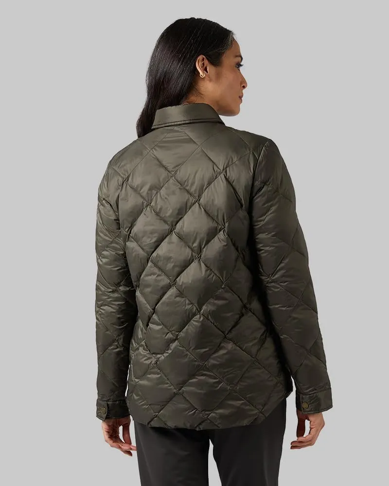 32 Degrees Women's Lightweight Recycled Poly-Fill Shirt Jacket | Quilted | Semi-Fitted | Snap Pockets