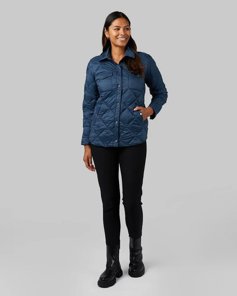 32 Degrees Women's Lightweight Recycled Poly-Fill Shirt Jacket | Quilted | Semi-Fitted | Snap Pockets