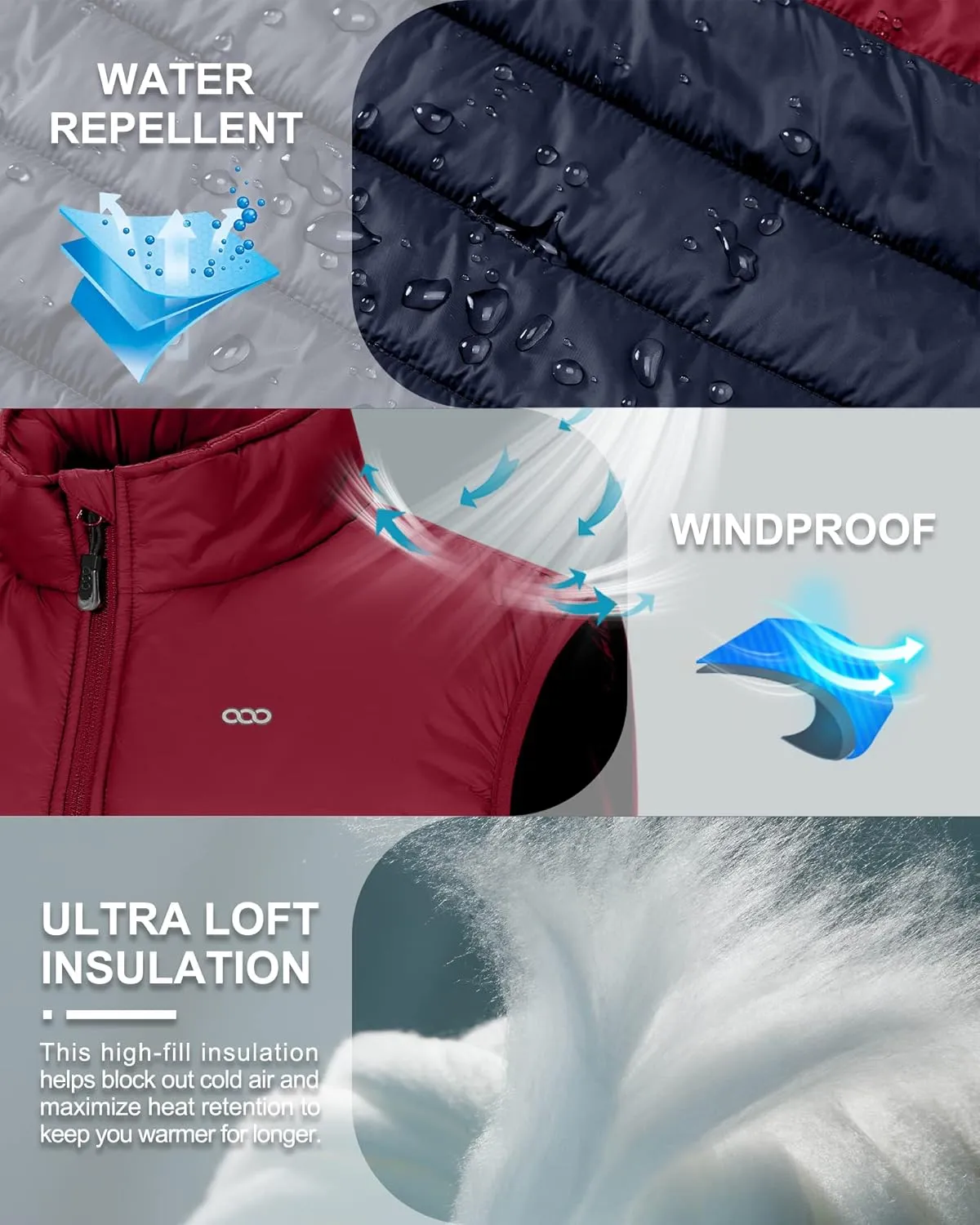 33,000ft Men's Lightweight Packable Insulated Puffer Vest Outerwear, Warm Winter Sleeveless Jacket for Golf Running