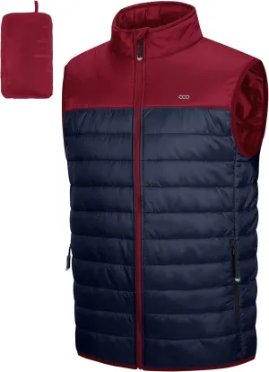 33,000ft Men's Lightweight Packable Insulated Puffer Vest Outerwear, Warm Winter Sleeveless Jacket for Golf Running