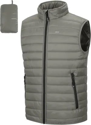 33,000ft Men's Lightweight Packable Insulated Puffer Vest Outerwear, Warm Winter Sleeveless Jacket for Golf Running
