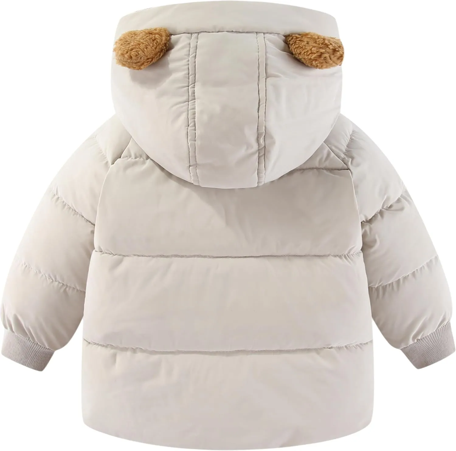 AIWUHE Toddler Winter Coat Boys Girls Down Jacket Hooded Fleece Warm Outwear 3D Ear Padded Puffer Jacket With Pockets 1-6Y