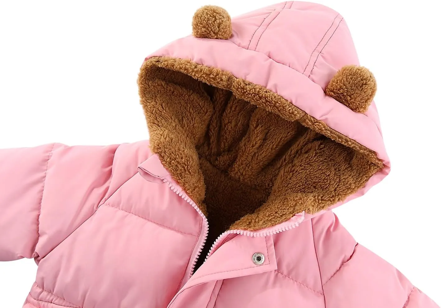 AIWUHE Toddler Winter Coat Boys Girls Down Jacket Hooded Fleece Warm Outwear 3D Ear Padded Puffer Jacket With Pockets 1-6Y