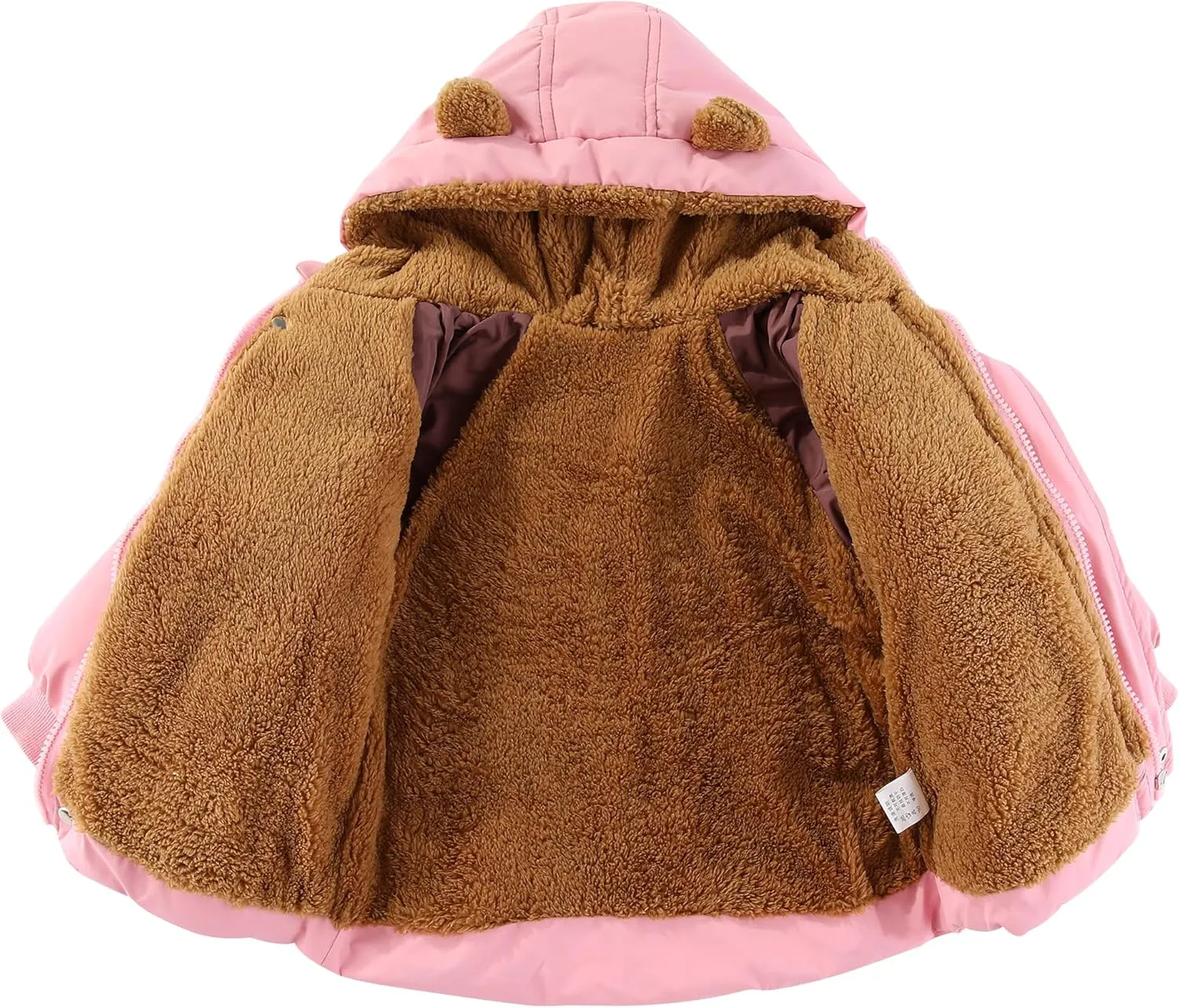 AIWUHE Toddler Winter Coat Boys Girls Down Jacket Hooded Fleece Warm Outwear 3D Ear Padded Puffer Jacket With Pockets 1-6Y