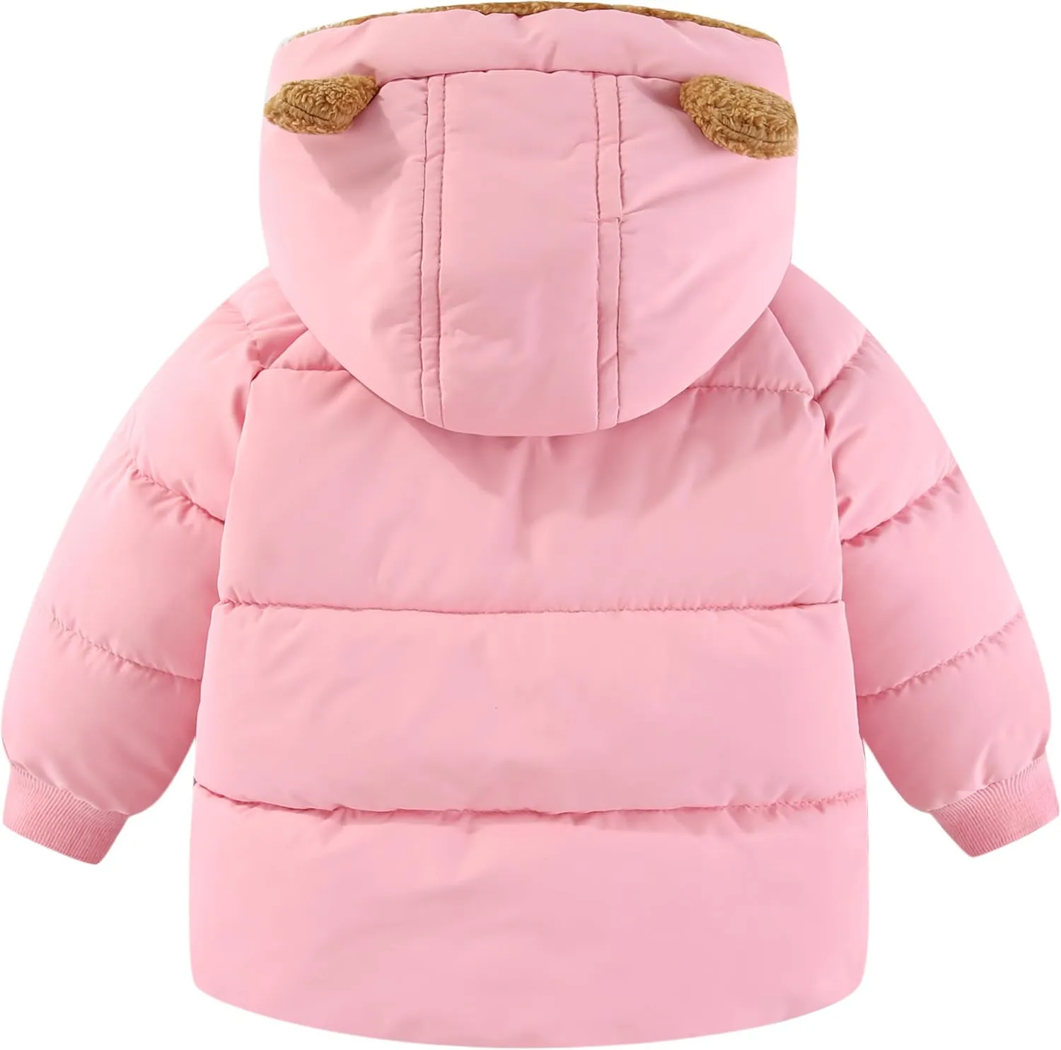 AIWUHE Toddler Winter Coat Boys Girls Down Jacket Hooded Fleece Warm Outwear 3D Ear Padded Puffer Jacket With Pockets 1-6Y