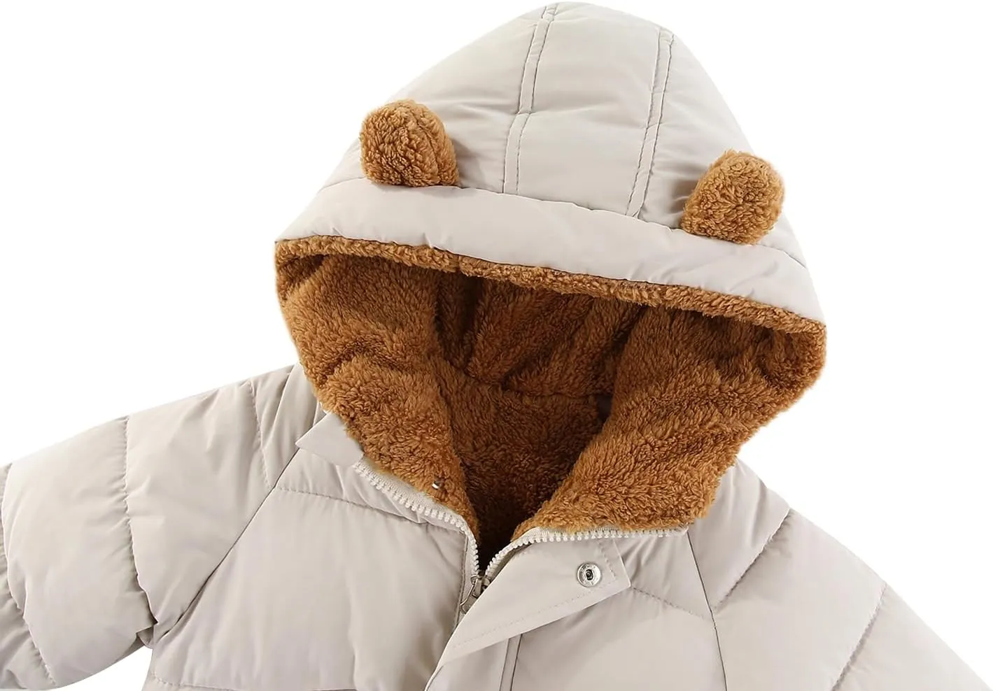 AIWUHE Toddler Winter Coat Boys Girls Down Jacket Hooded Fleece Warm Outwear 3D Ear Padded Puffer Jacket With Pockets 1-6Y