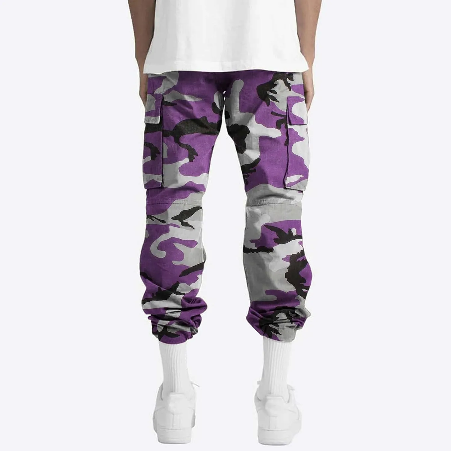 Alalaso Mens Cargo Pants Casual Cotton Jogger Multi Pockets Outdoor Hiking Work Sweatpants