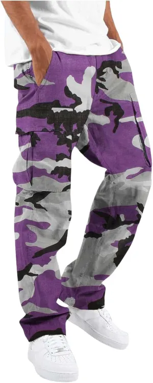 Alalaso Mens Cargo Pants Casual Cotton Jogger Multi Pockets Outdoor Hiking Work Sweatpants