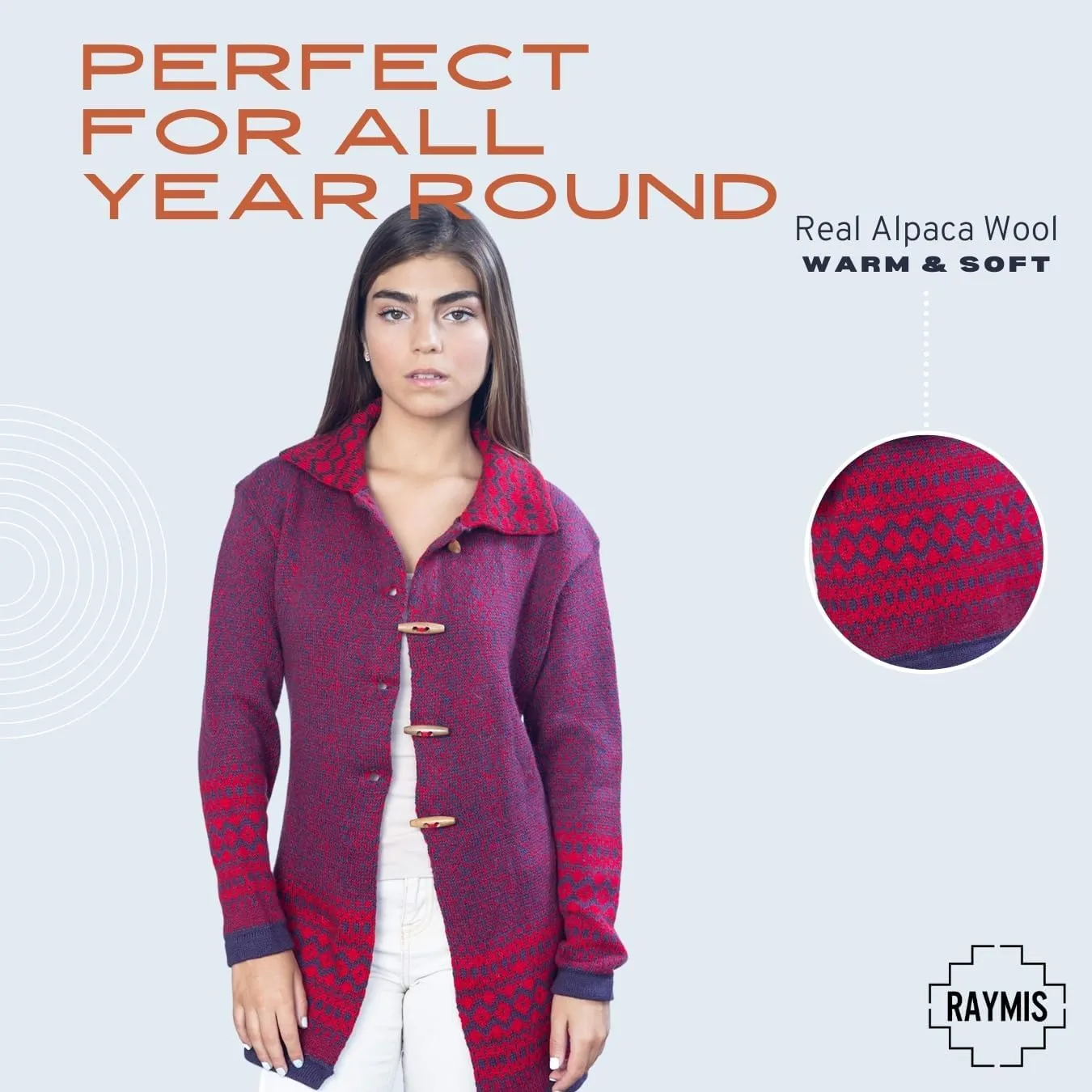 Alpaca Wool Cardigan | Warm & Soft Fair Isle Sweater for Women | Alpaka