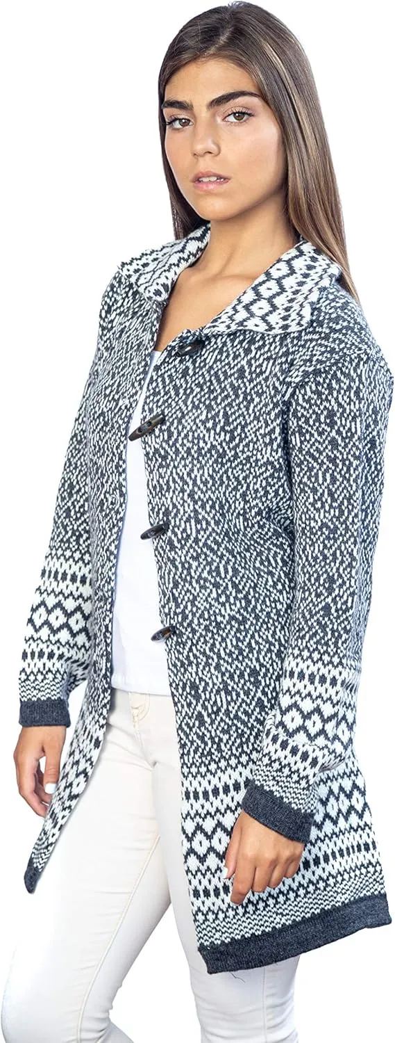 Alpaca Wool Cardigan | Warm & Soft Fair Isle Sweater for Women | Alpaka
