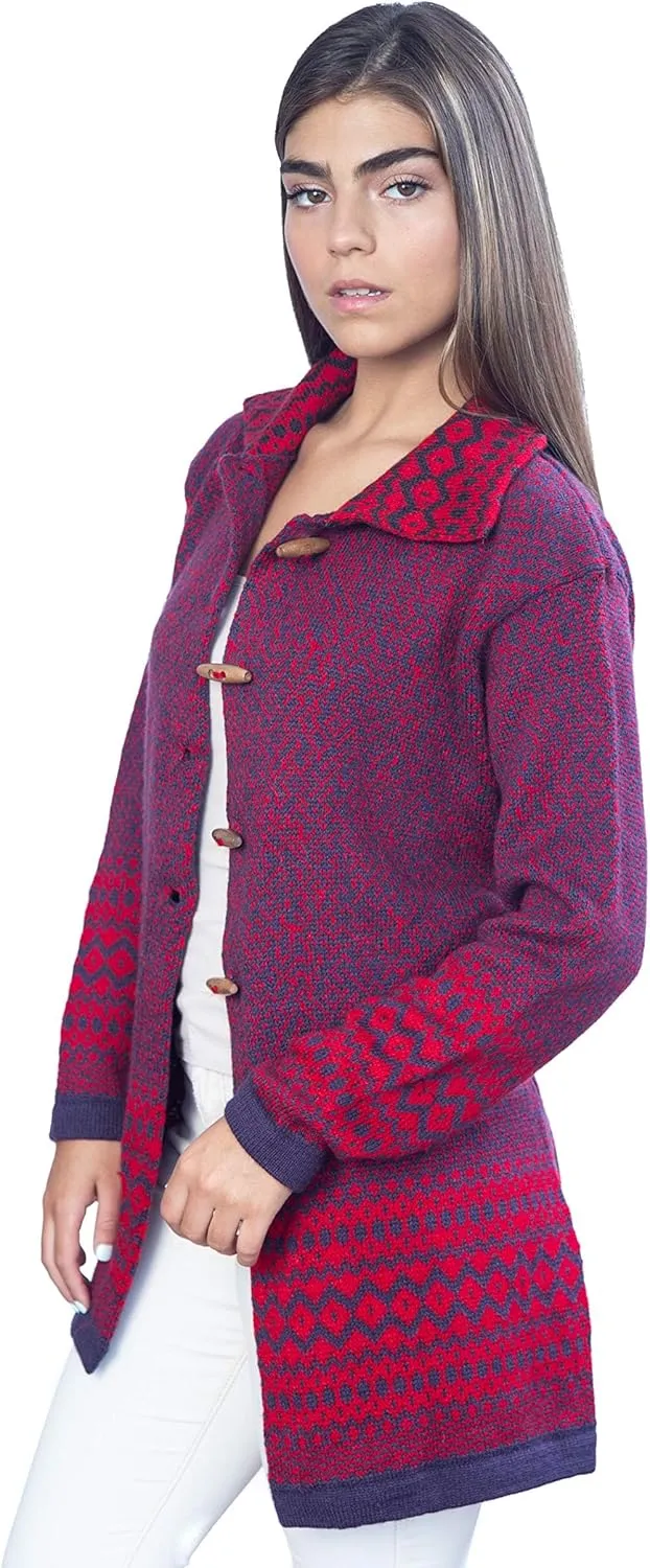 Alpaca Wool Cardigan | Warm & Soft Fair Isle Sweater for Women | Alpaka