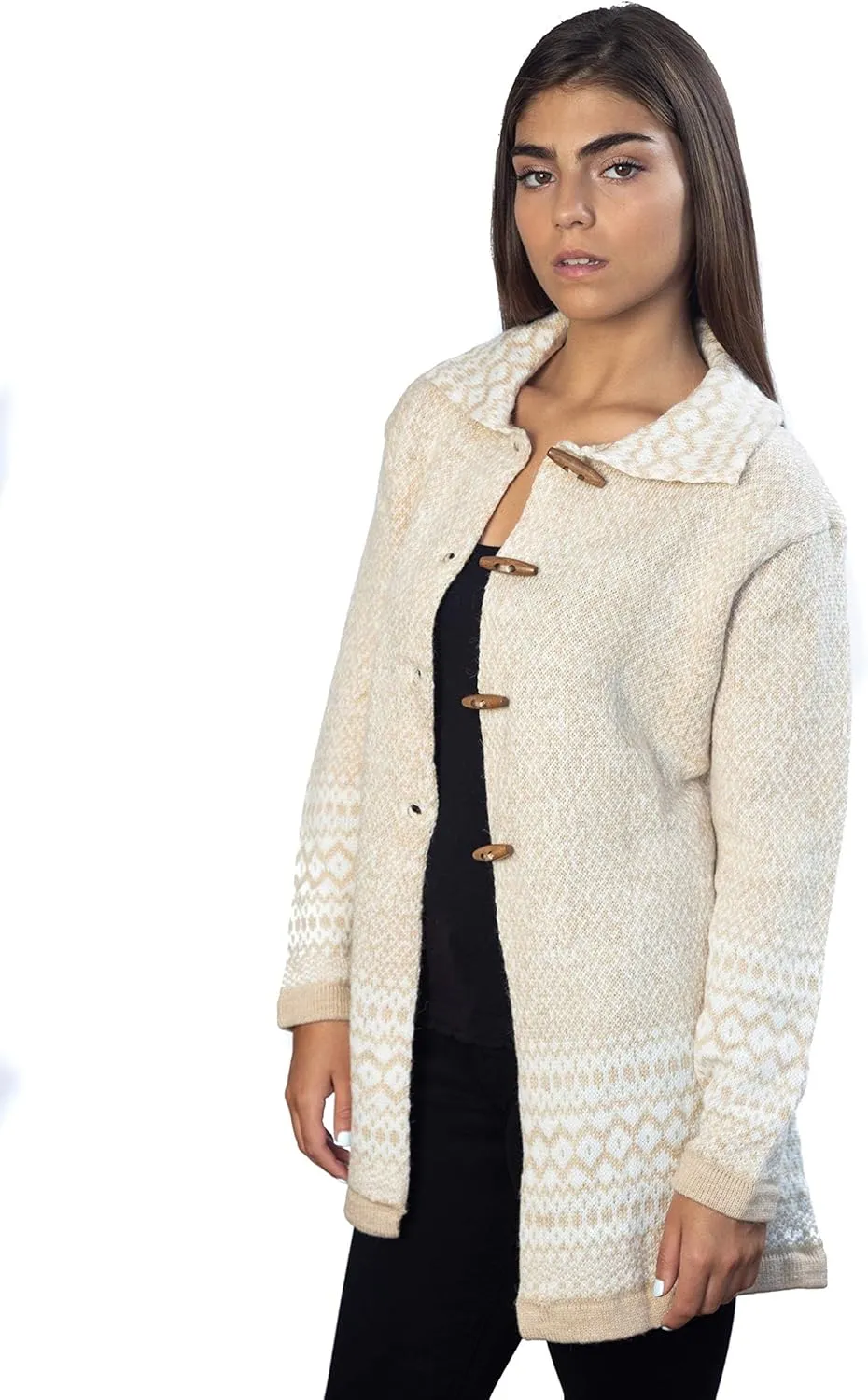 Alpaca Wool Cardigan | Warm & Soft Fair Isle Sweater for Women | Alpaka