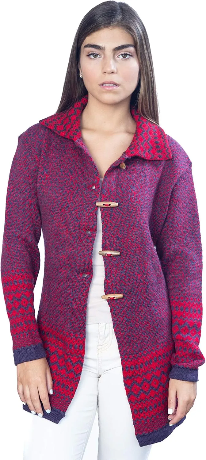 Alpaca Wool Cardigan | Warm & Soft Fair Isle Sweater for Women | Alpaka
