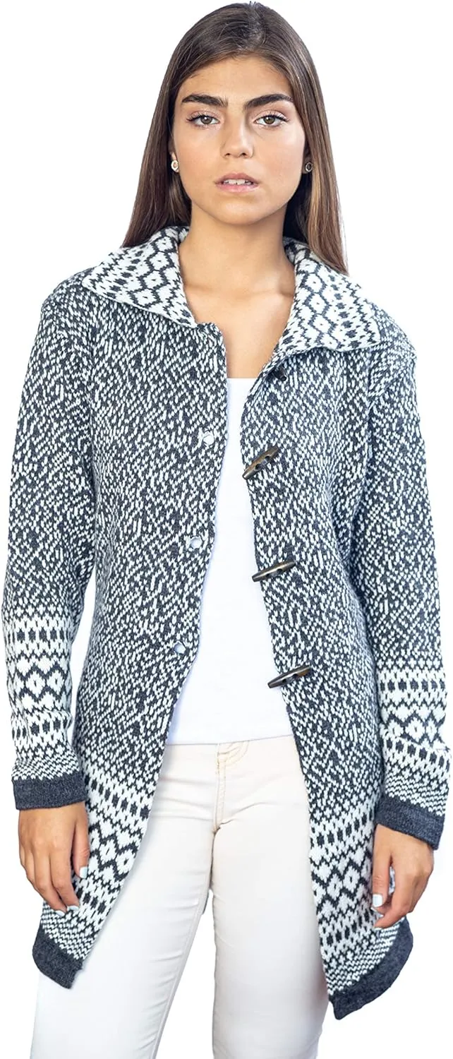 Alpaca Wool Cardigan | Warm & Soft Fair Isle Sweater for Women | Alpaka