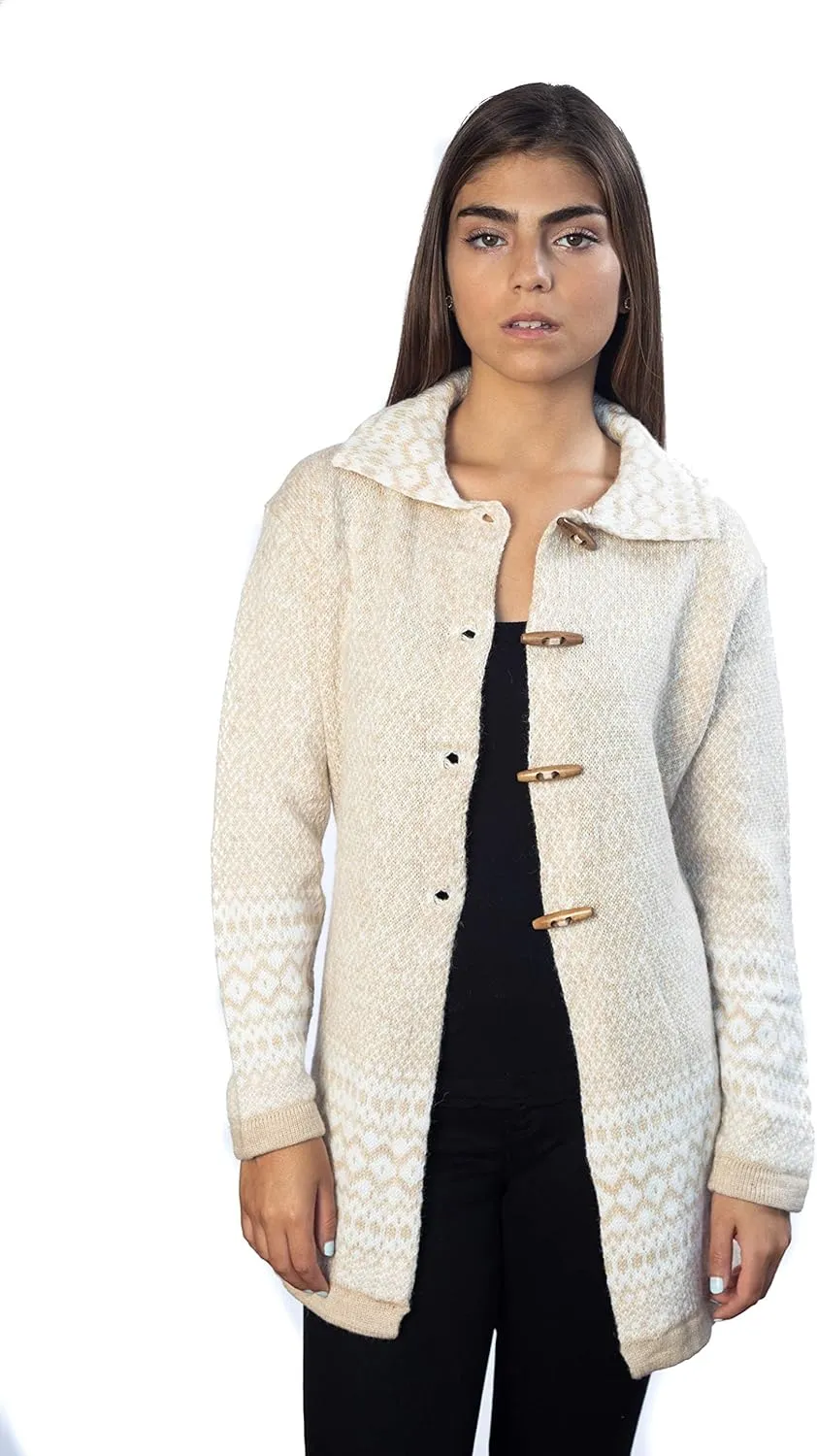 Alpaca Wool Cardigan | Warm & Soft Fair Isle Sweater for Women | Alpaka