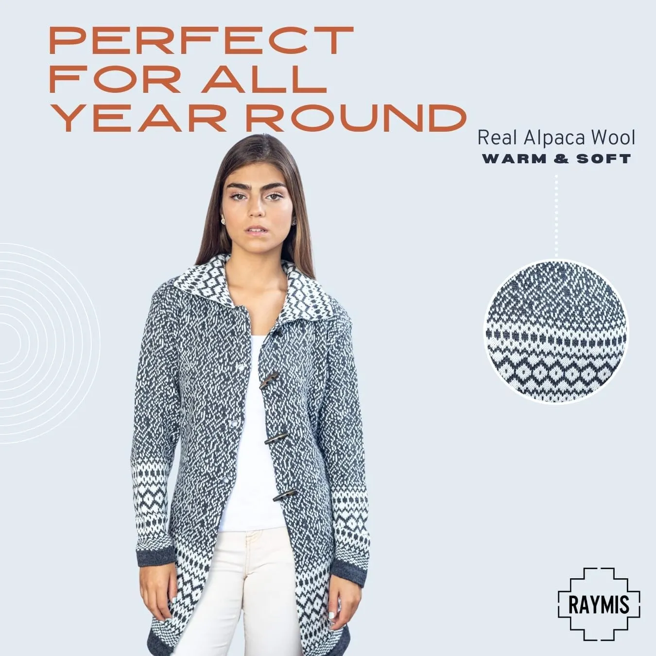 Alpaca Wool Cardigan | Warm & Soft Fair Isle Sweater for Women | Alpaka