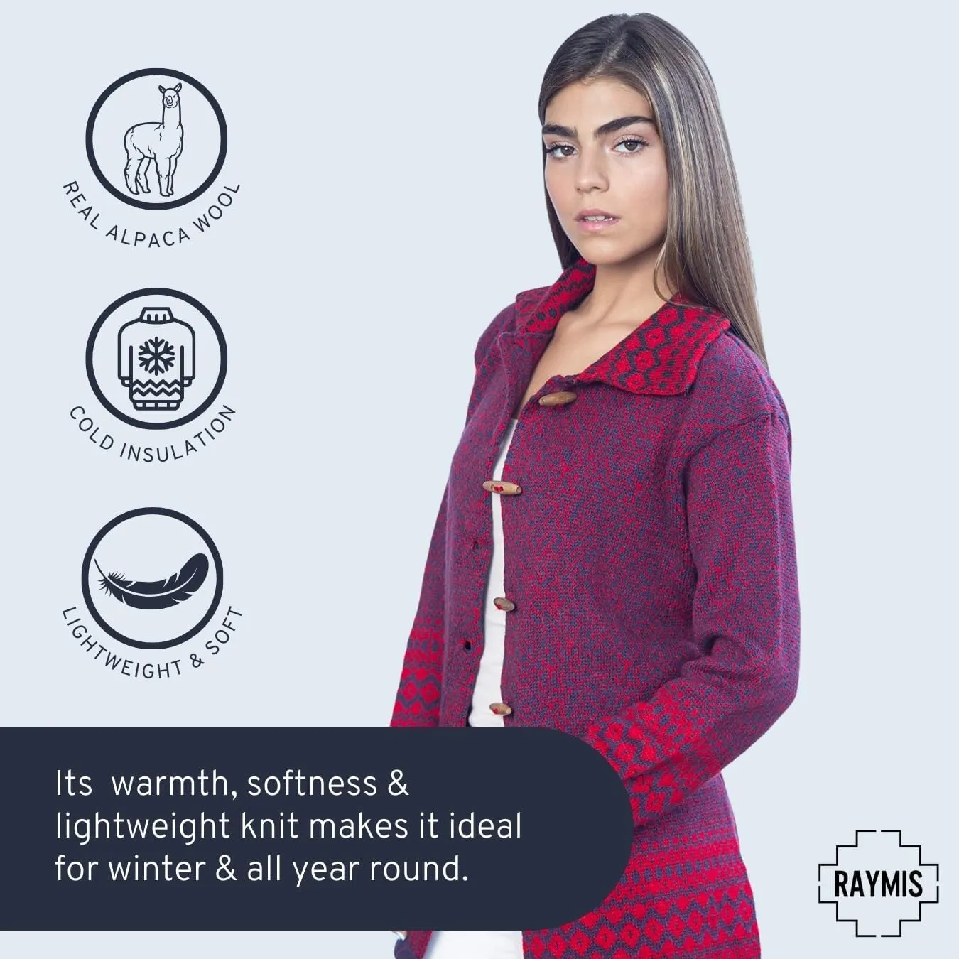 Alpaca Wool Cardigan | Warm & Soft Fair Isle Sweater for Women | Alpaka