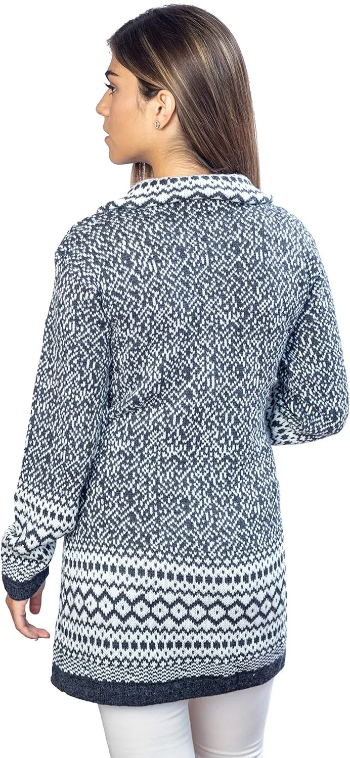 Alpaca Wool Cardigan | Warm & Soft Fair Isle Sweater for Women | Alpaka