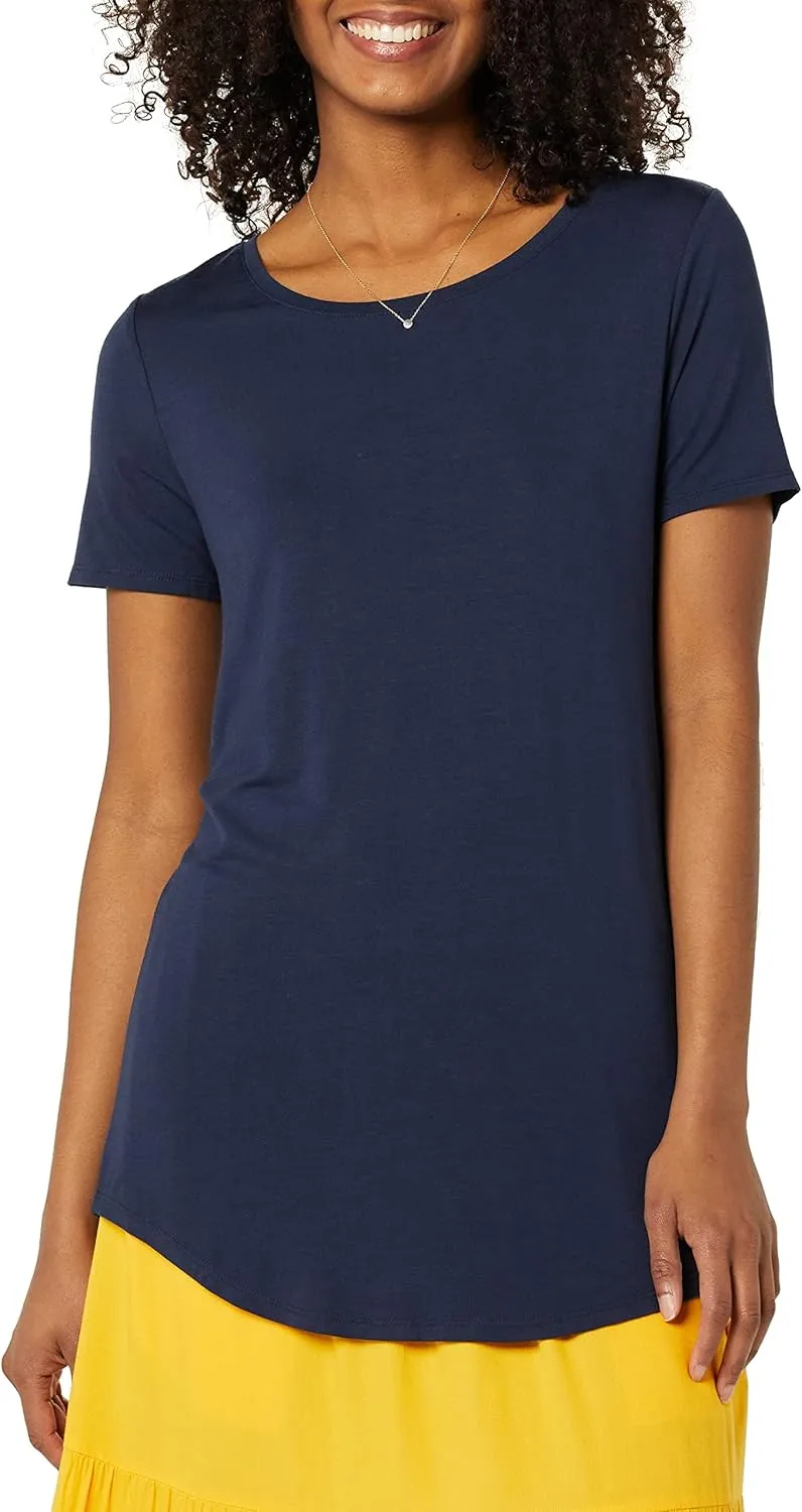 Amazon Essentials Women's Short-Sleeve Scoopneck Tunic, Pack of 2