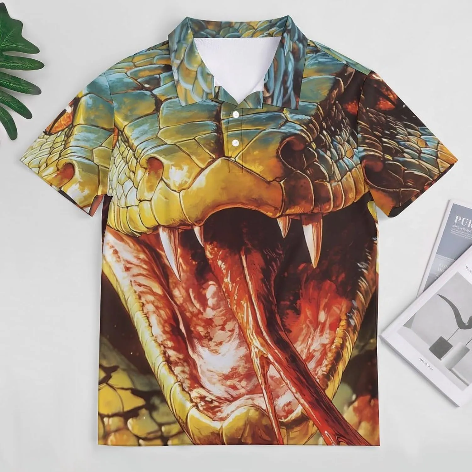 Angry Snake Slim Fit Men's Short Sleeve Polo Shirts Quick-Dry Breathable Golf T-Shirt Tops