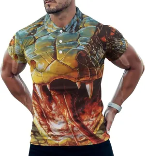 Angry Snake Slim Fit Men's Short Sleeve Polo Shirts Quick-Dry Breathable Golf T-Shirt Tops