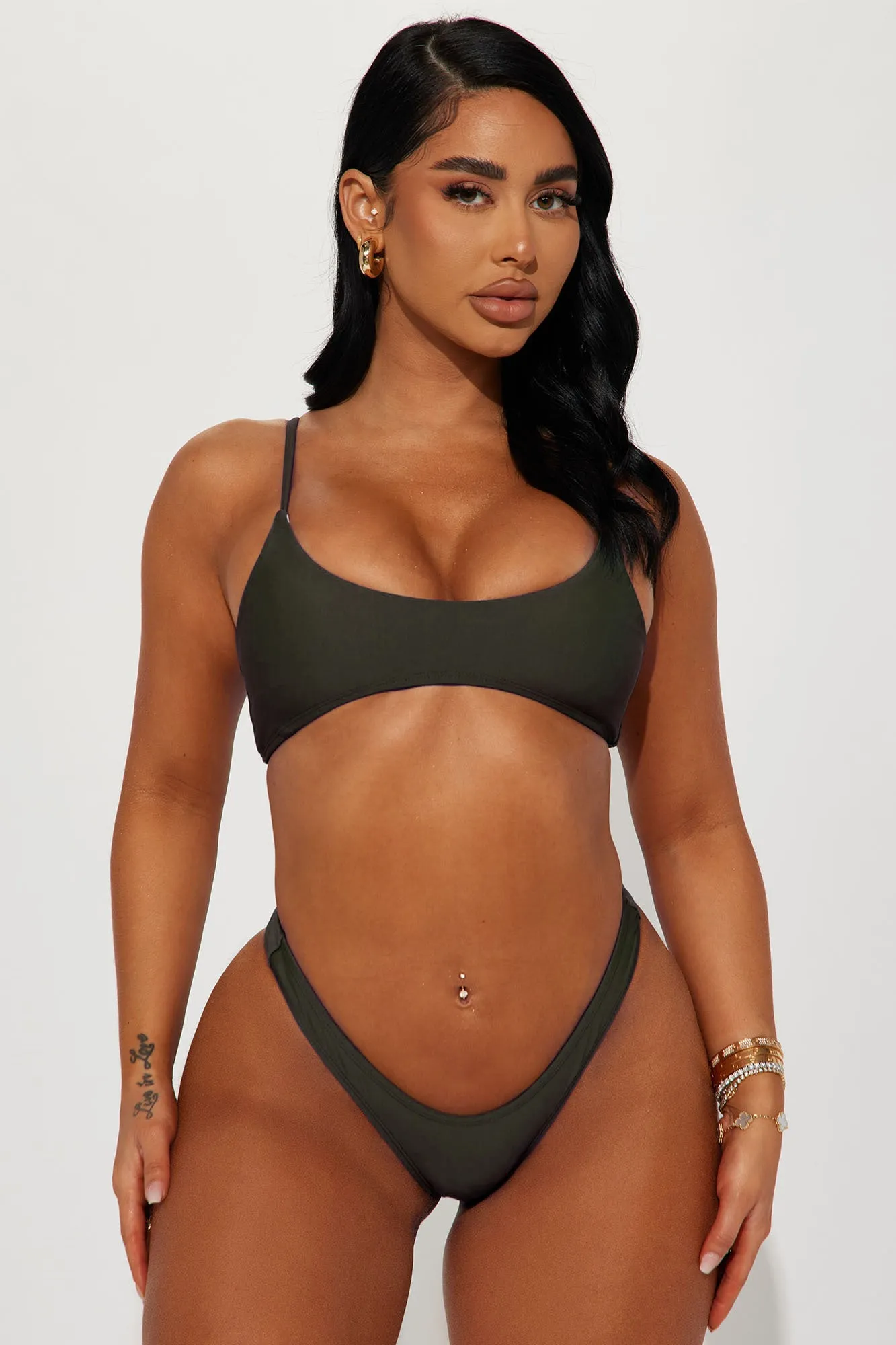 Aruba Mix And Match High Cut Bikini Bottom - Olive
