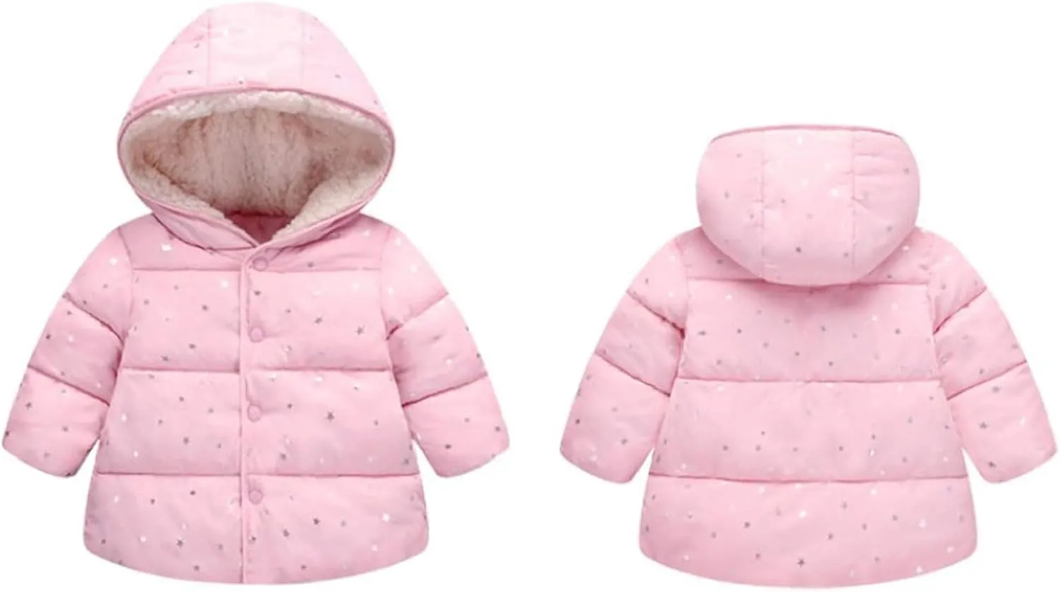 ASSICON Baby Girls Autumn Winter Fleece Coats Snow Thick Down Cotton Padded Jacket Kids Hooded Zipper Outerwear Clothes Warm Puffer Jackets
