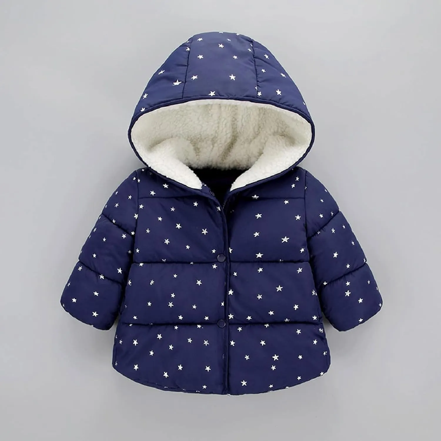ASSICON Baby Girls Autumn Winter Fleece Coats Snow Thick Down Cotton Padded Jacket Kids Hooded Zipper Outerwear Clothes Warm Puffer Jackets