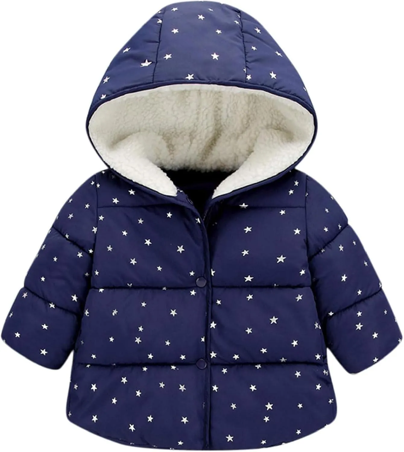 ASSICON Baby Girls Autumn Winter Fleece Coats Snow Thick Down Cotton Padded Jacket Kids Hooded Zipper Outerwear Clothes Warm Puffer Jackets