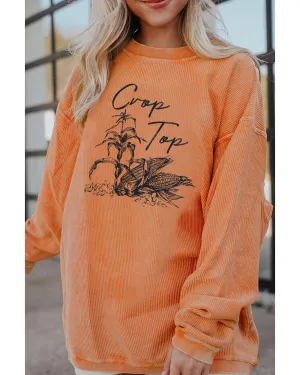 Azura Exchange Corn Graphic Orange Crop Top Sweatshirt - L