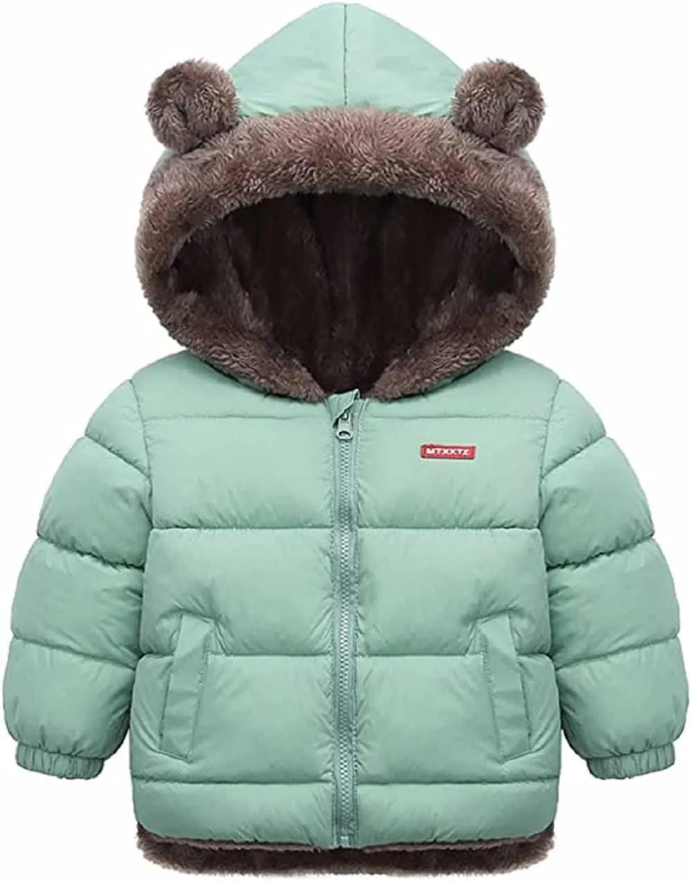 Baby Boy Girls Autumn Winter Fleece Coats Thick Down Cotton Padded Jacket Kids Hooded Zipper Windproof Snow Outerwear Clothes