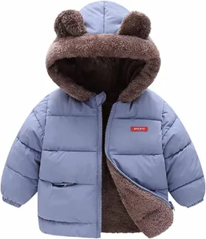 Baby Boy Girls Autumn Winter Fleece Coats Thick Down Cotton Padded Jacket Kids Hooded Zipper Windproof Snow Outerwear Clothes