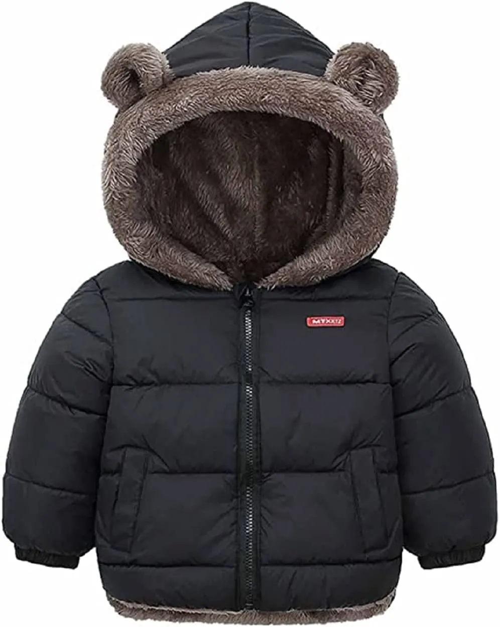 Baby Boy Girls Autumn Winter Fleece Coats Thick Down Cotton Padded Jacket Kids Hooded Zipper Windproof Snow Outerwear Clothes