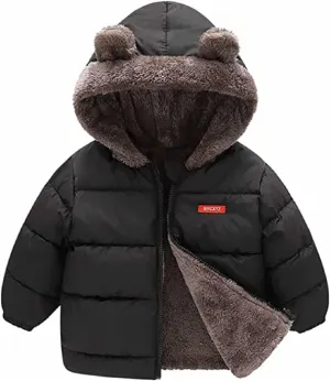Baby Boy Girls Autumn Winter Fleece Coats Thick Down Cotton Padded Jacket Kids Hooded Zipper Windproof Snow Outerwear Clothes