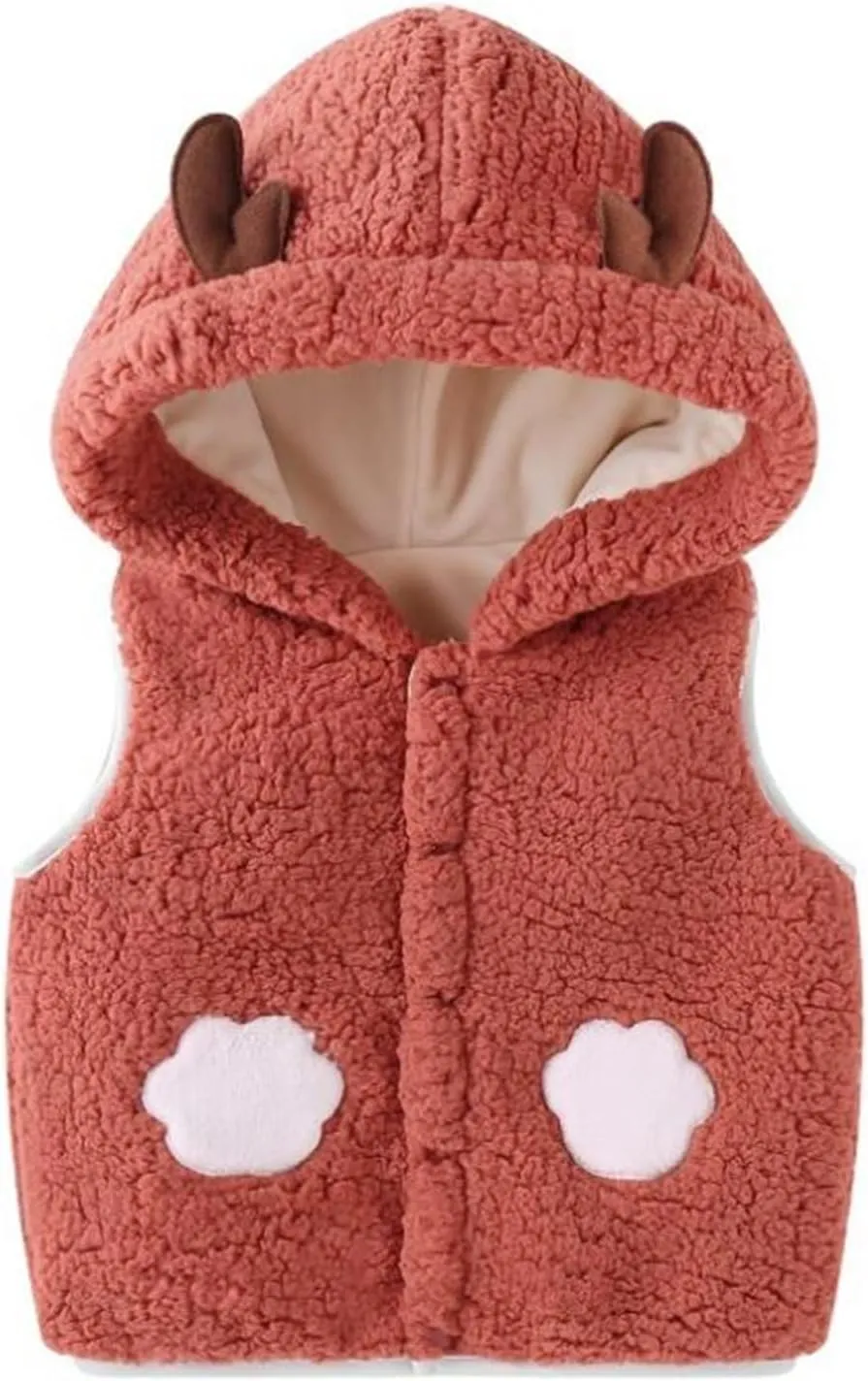 Baby Boys Girls Winter Vest Fleece Zip up Cute Soft Waistcoat Jackets