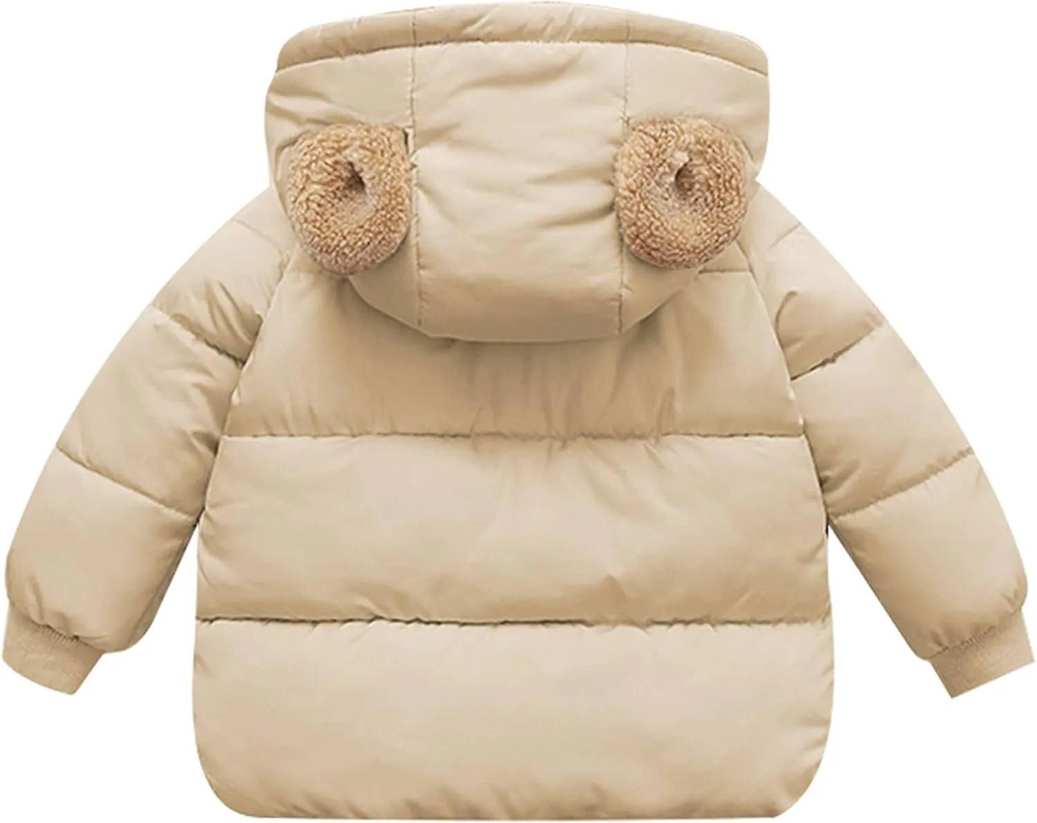 Baby Winter Thick Warm Quilted Jacket Sherpa Fleece Hood Coat with Bear Ear Insulated Parka Anorak Ski Outwear 2-7 Years