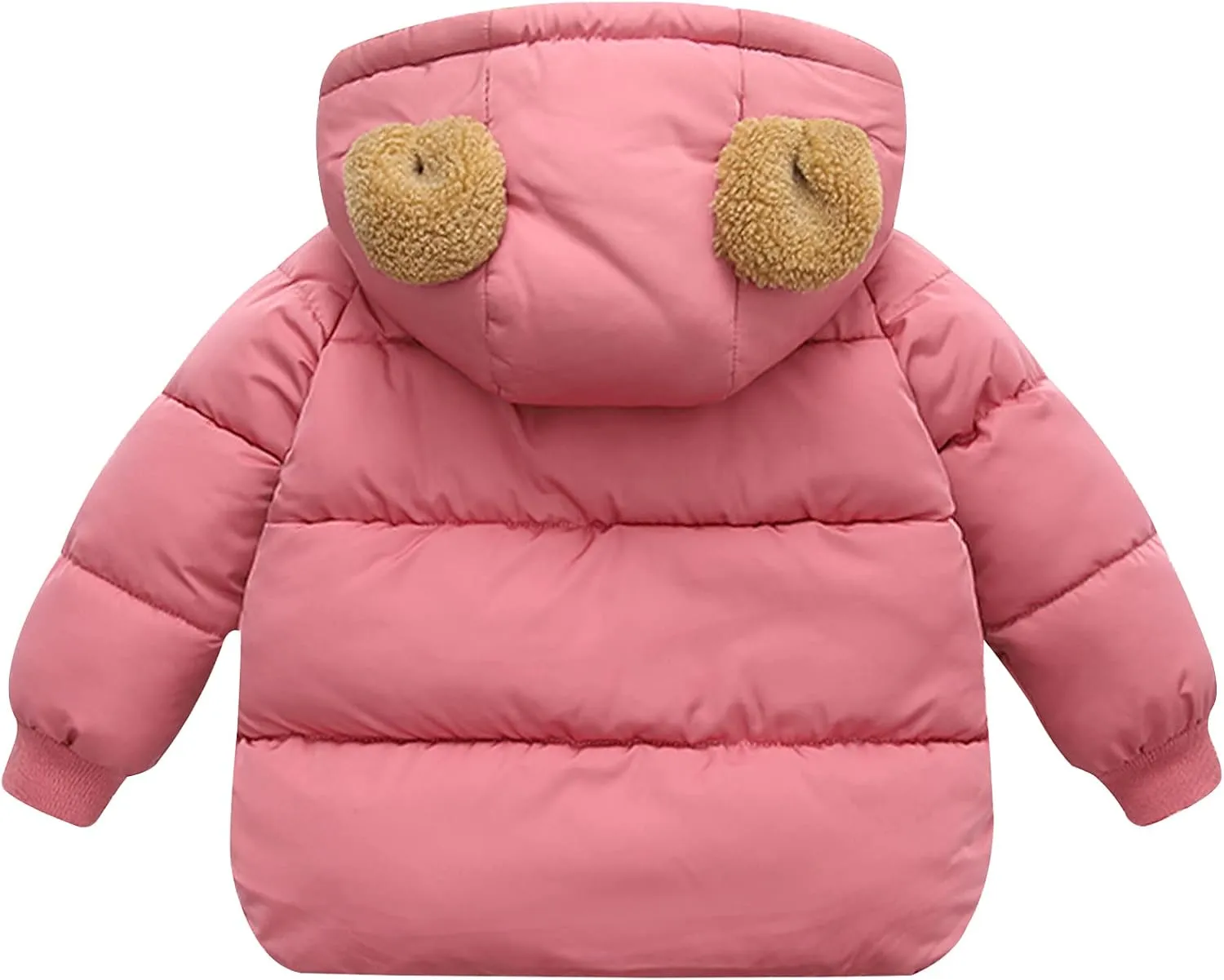 Baby Winter Thick Warm Quilted Jacket Sherpa Fleece Hood Coat with Bear Ear Insulated Parka Anorak Ski Outwear 2-7 Years