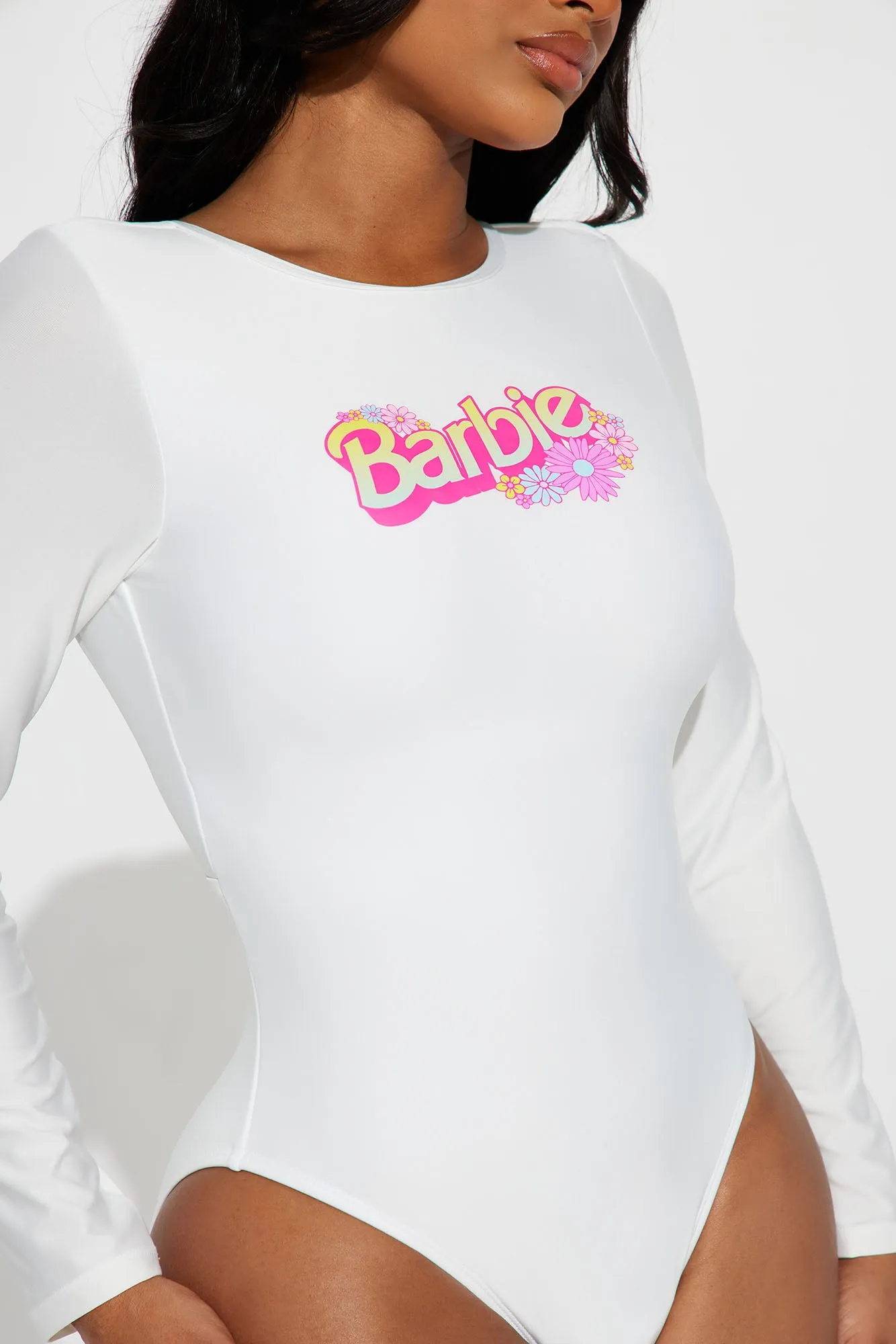 Beach Barbie 1 Piece Long Sleeve Swimsuit - White