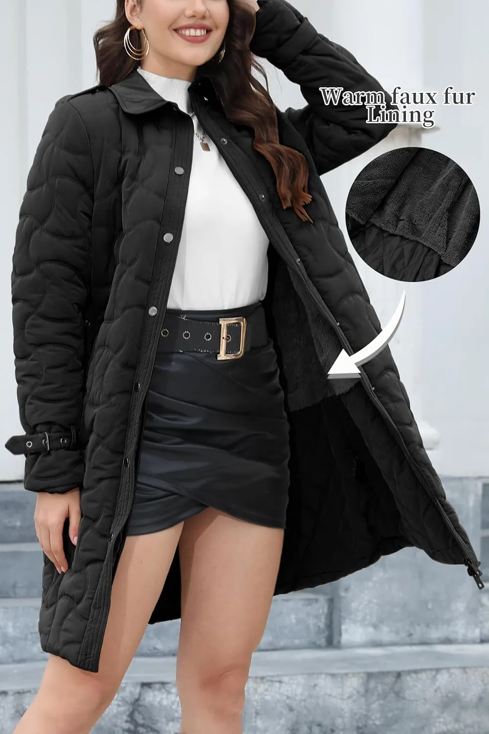 Bellivera Women Long Heavy Puffer Coat Diamond Quilted Thermal Thicken Winter Parka Windproof Jacket with Hood