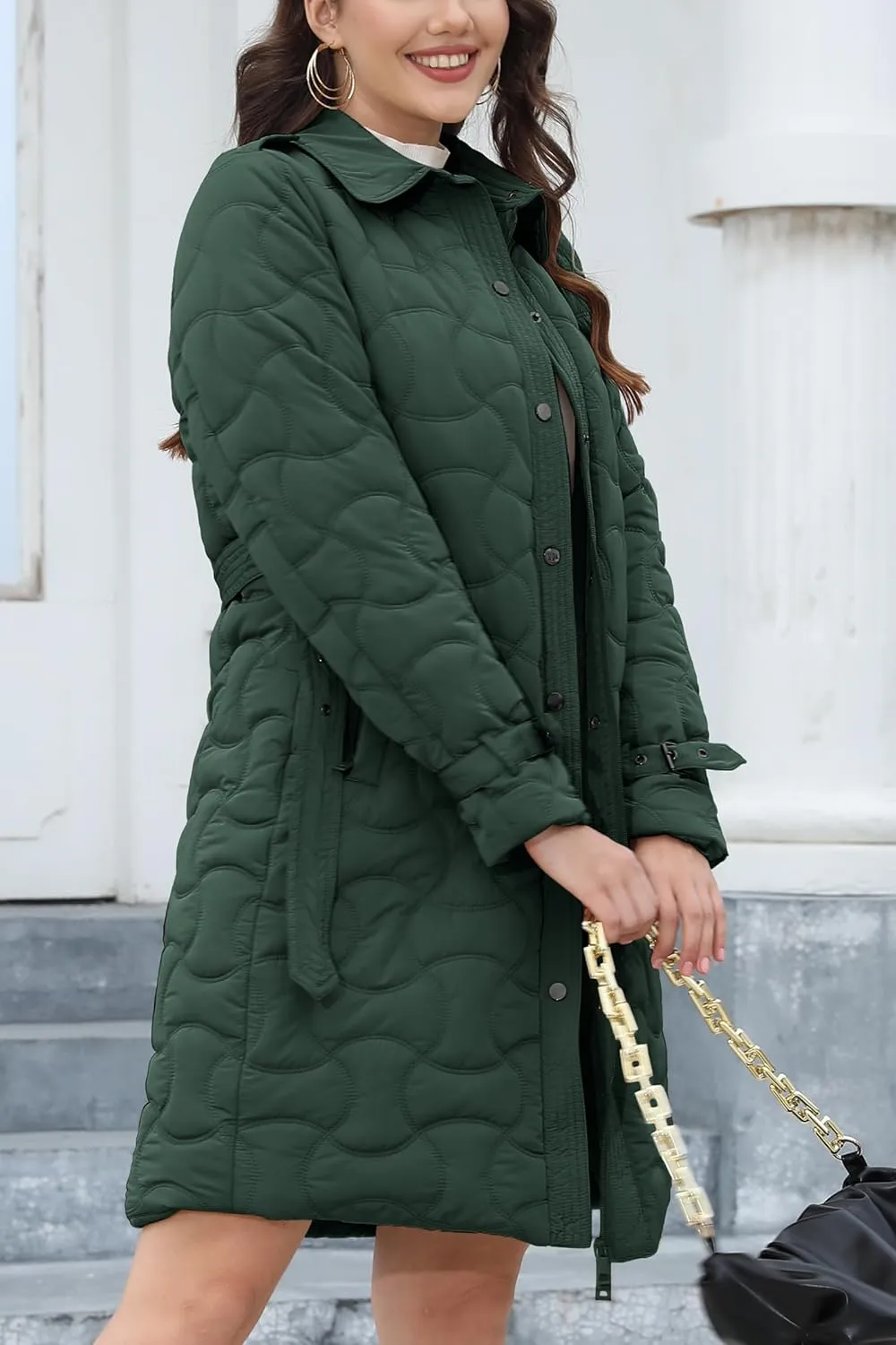 Bellivera Women Long Heavy Puffer Coat Diamond Quilted Thermal Thicken Winter Parka Windproof Jacket with Hood