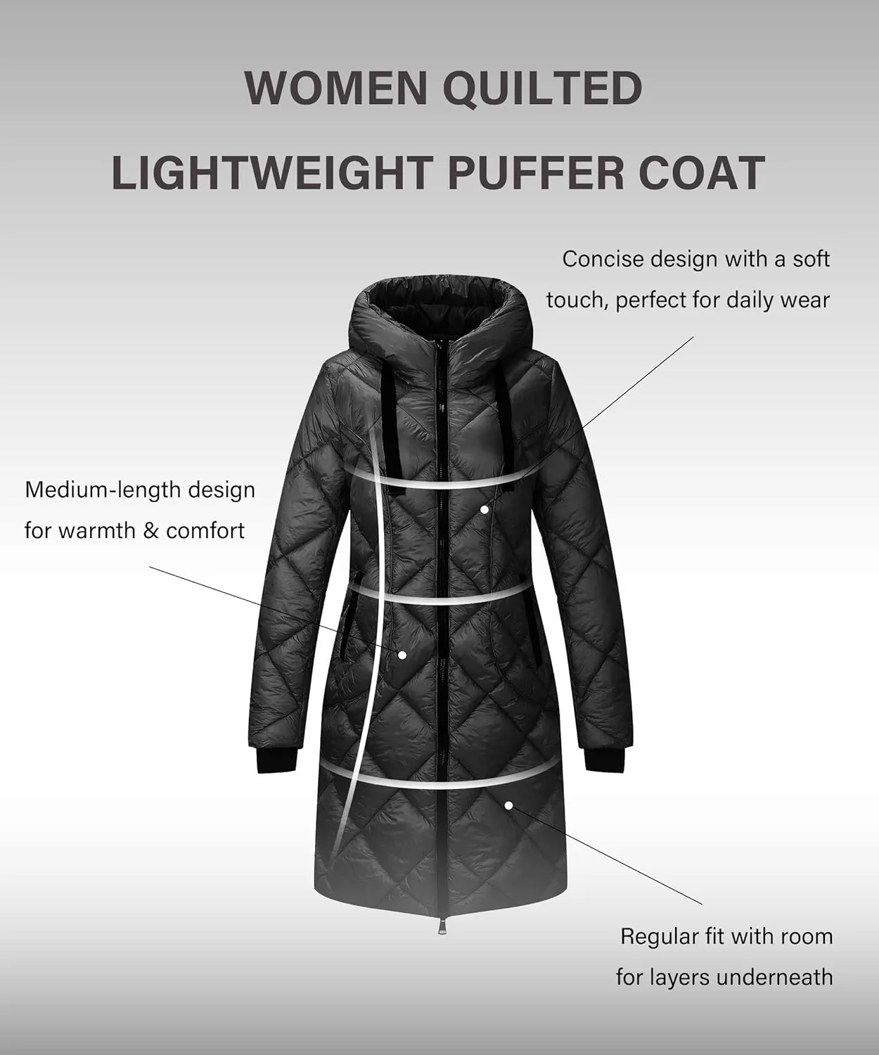 Bellivera Women Long Heavy Puffer Coat Diamond Quilted Thermal Thicken Winter Parka Windproof Jacket with Hood