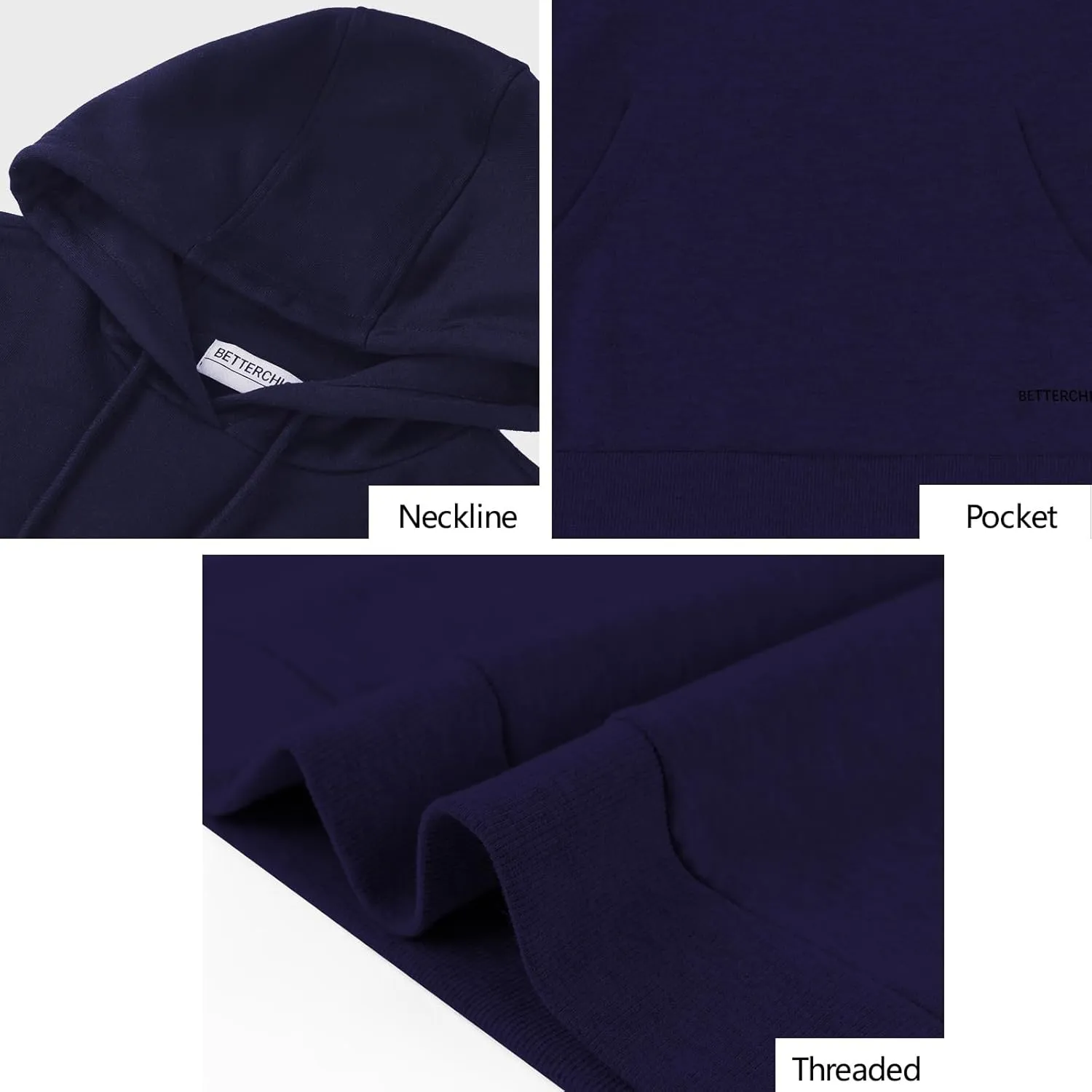 BETTERCHIC Women's Casual Hooded Sweatshirt Soft Brushed Fleece Pullover Hoodie Size S-2XL