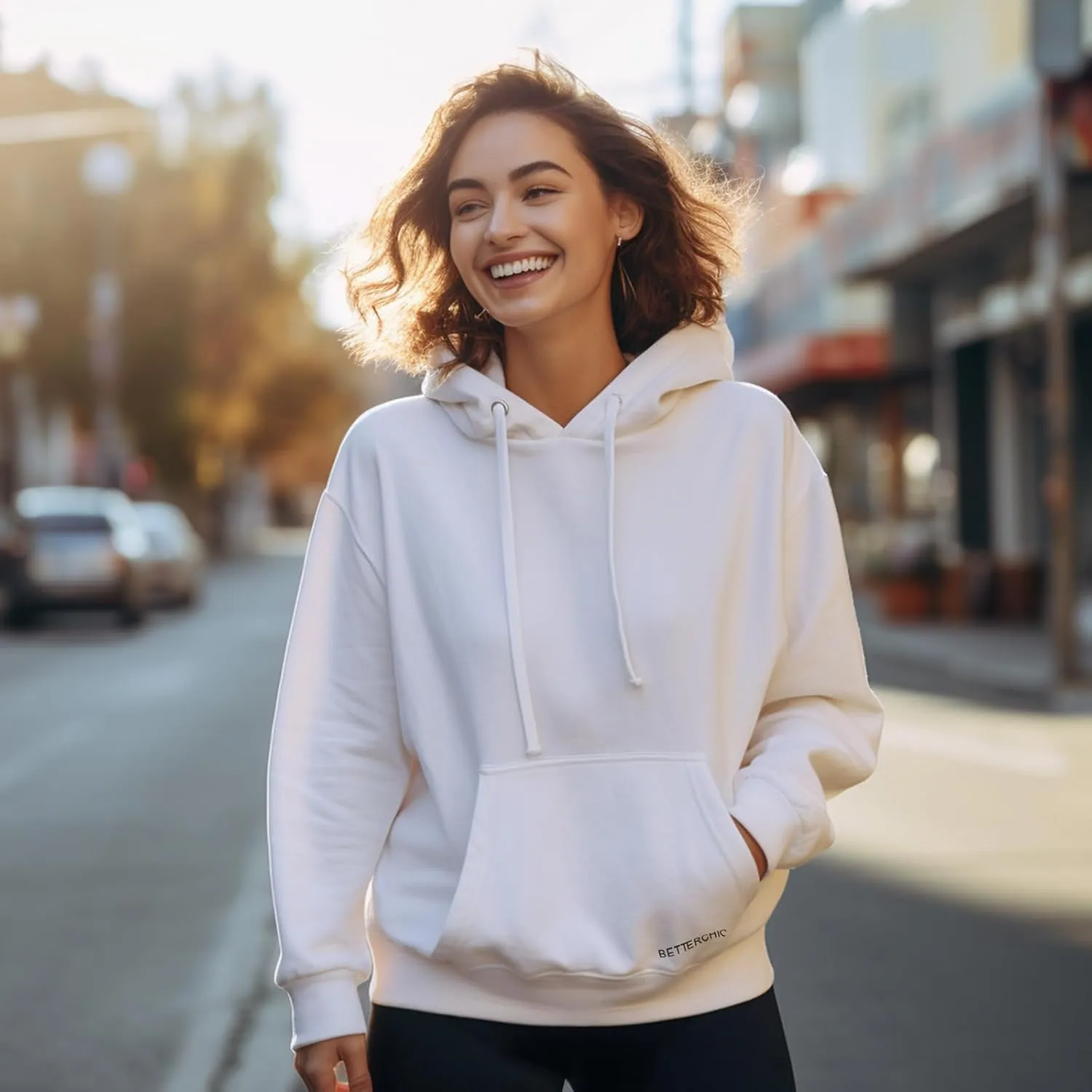 BETTERCHIC Women's Casual Hooded Sweatshirt Soft Brushed Fleece Pullover Hoodie Size S-2XL