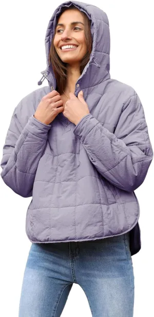 Bianstore Women's Oversized Puffer Jacket Lightweight Pullover Hoodies Winter Padded Coat Tops