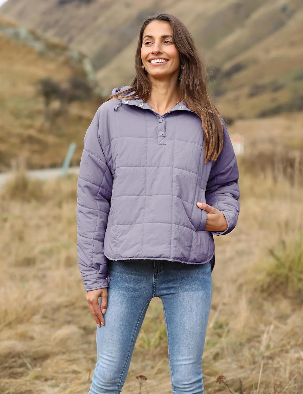 Bianstore Women's Oversized Puffer Jacket Lightweight Pullover Hoodies Winter Padded Coat Tops