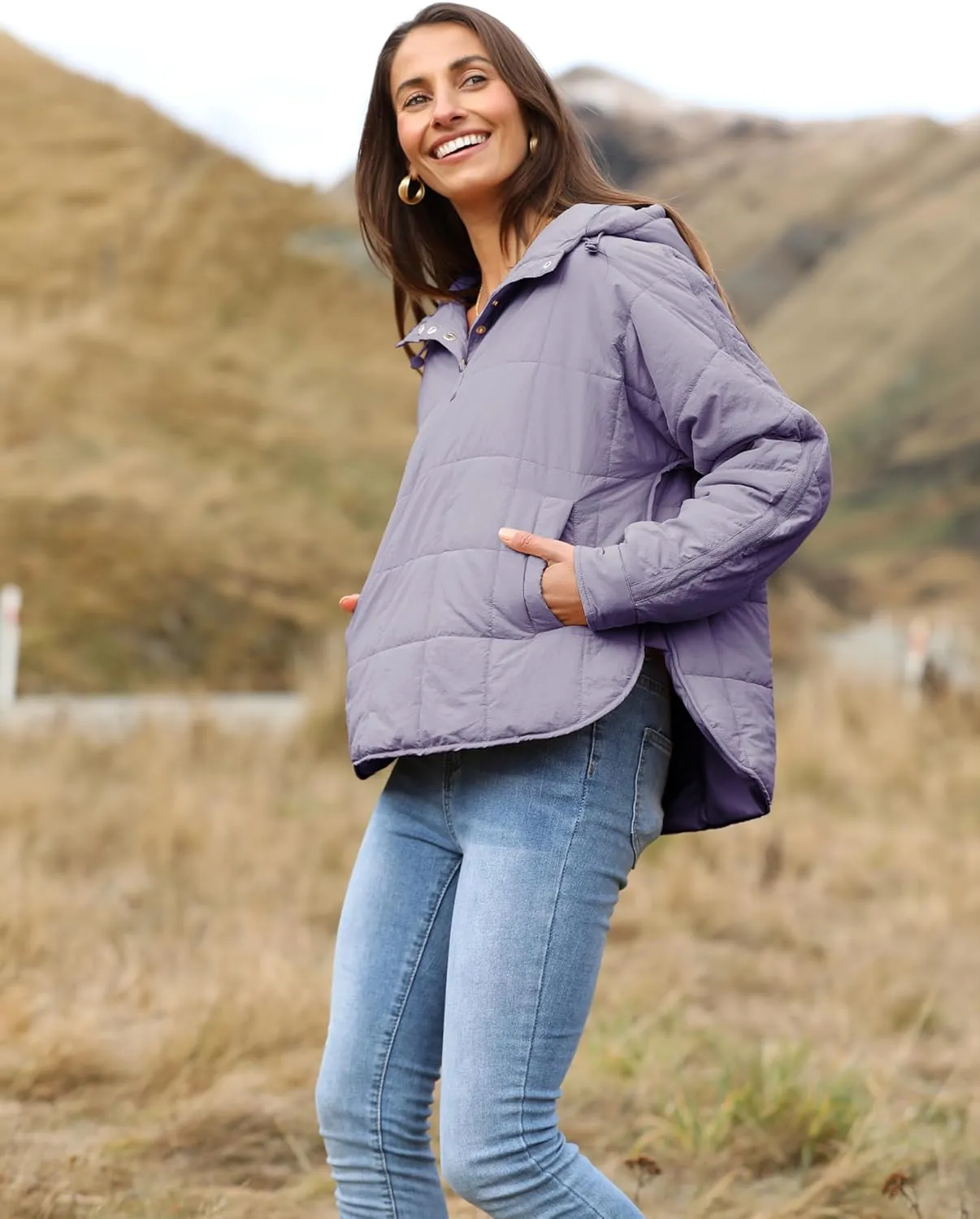 Bianstore Women's Oversized Puffer Jacket Lightweight Pullover Hoodies Winter Padded Coat Tops