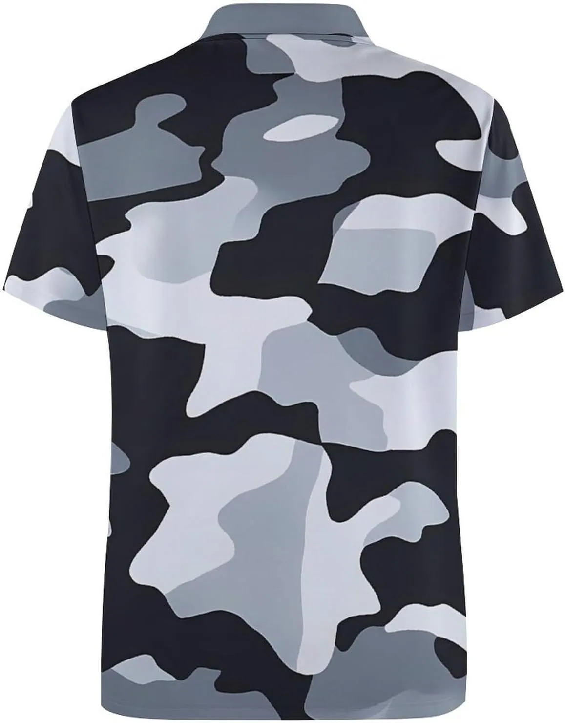 Black Camouflage Slim Fit Men's Short Sleeve Polo Shirts Quick-Dry Breathable Golf T-Shirt Tops