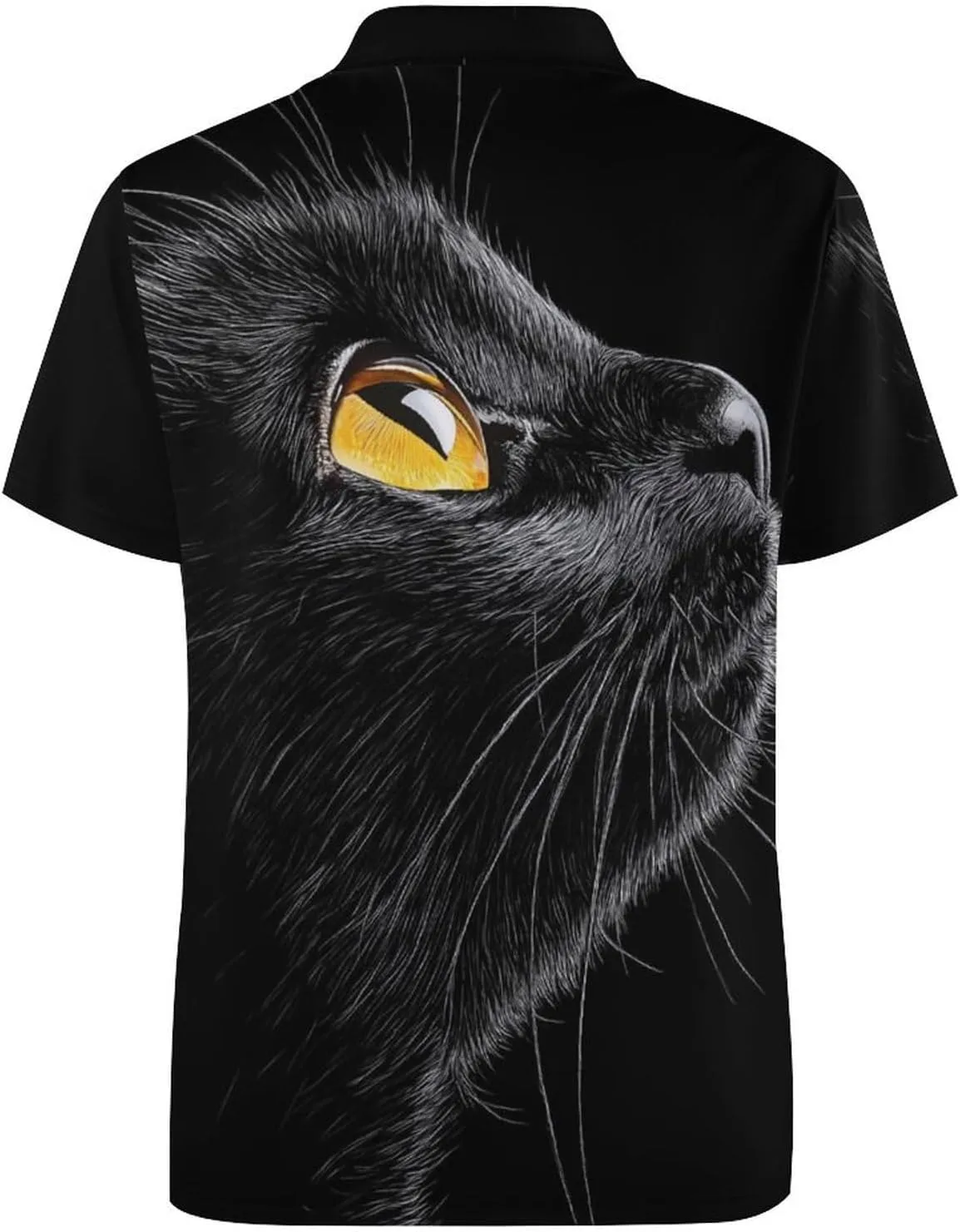Black Cat Yellow Eyes Slim Fit Men's Short Sleeve Polo Shirts Quick-Dry Breathable Golf T-Shirt Tops